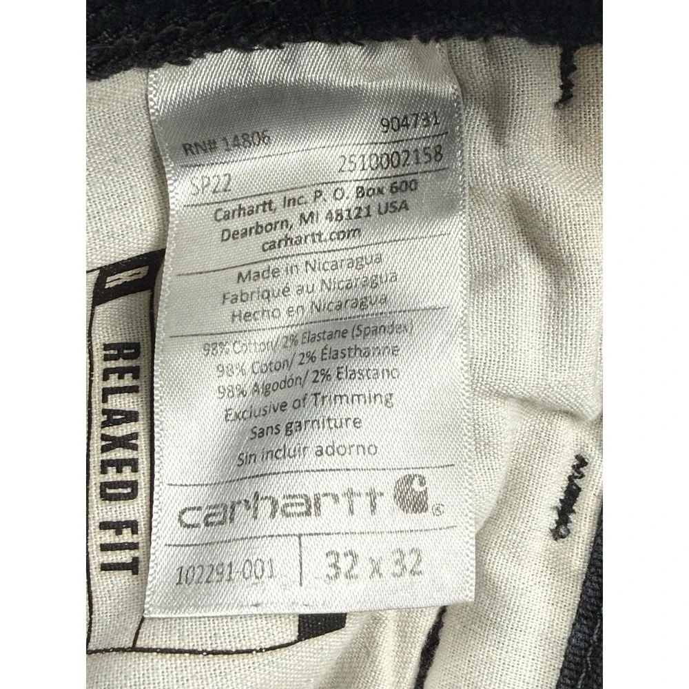 Carhartt Carpenter Rugged Flex Work Pants Black Destroyed Size 32x32 BN2281-M